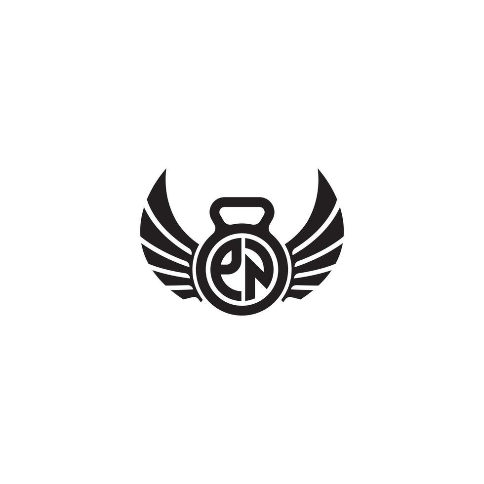 PN fitness GYM and wing initial concept with high quality logo design vector