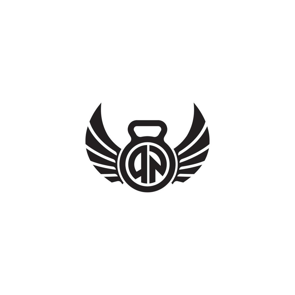 QN fitness GYM and wing initial concept with high quality logo design vector