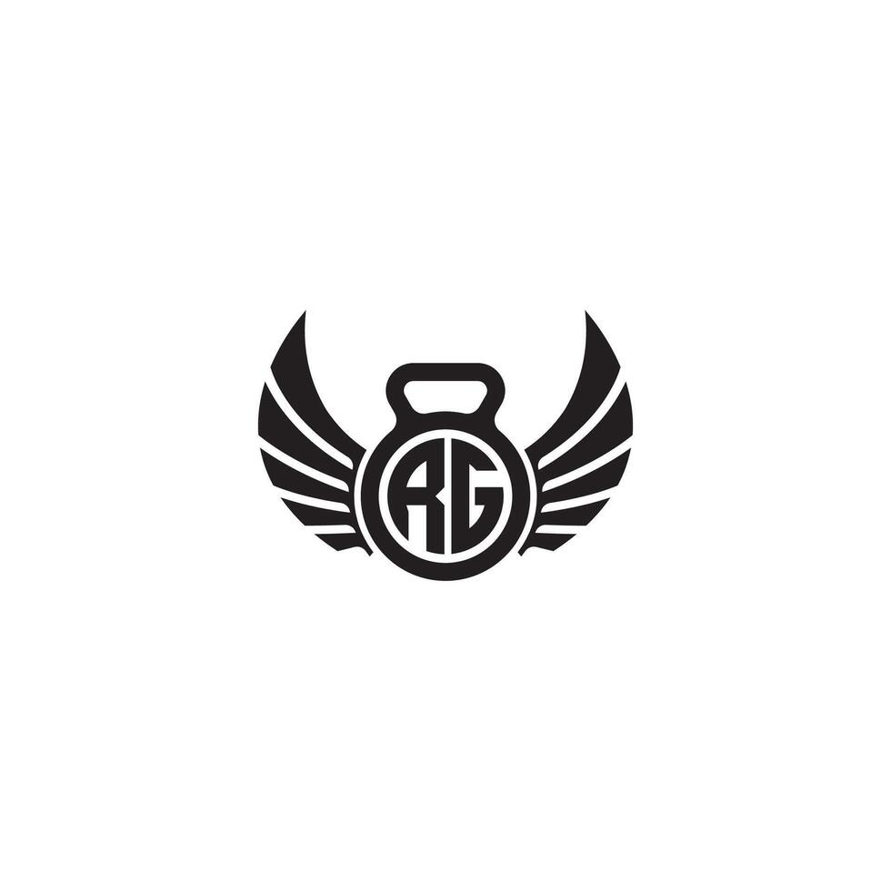 RG fitness GYM and wing initial concept with high quality logo design vector