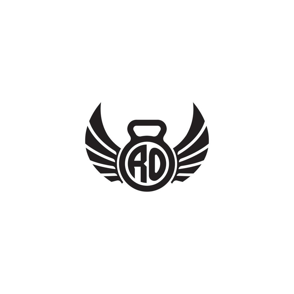 RO fitness GYM and wing initial concept with high quality logo design vector