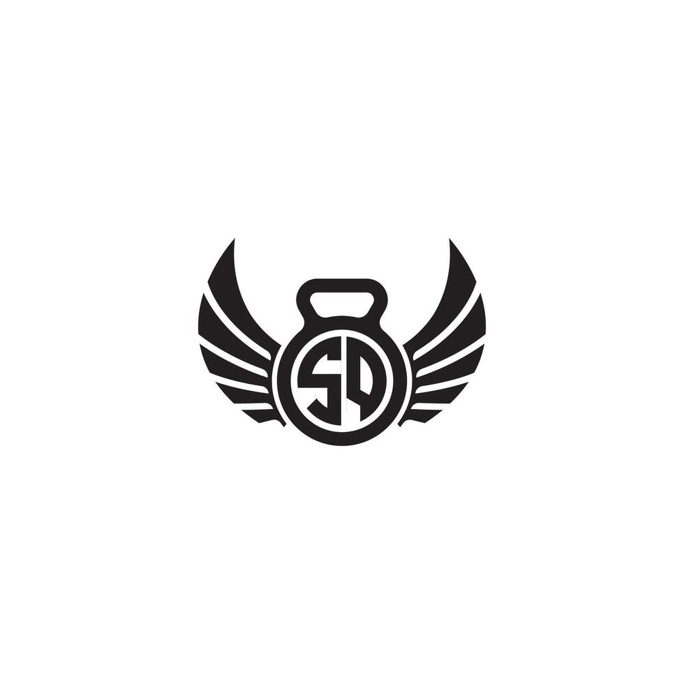 SQ fitness GYM and wing initial concept with high quality logo design vector