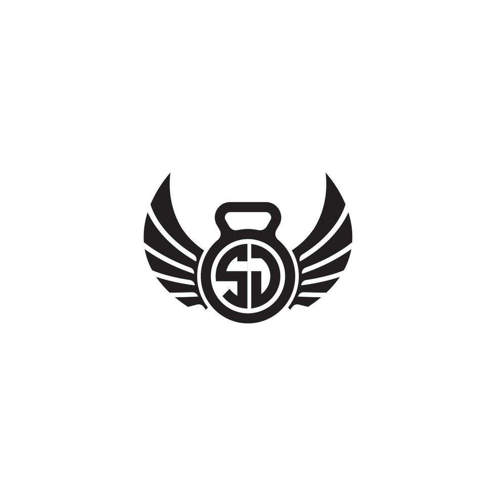 SJ fitness GYM and wing initial concept with high quality logo design vector