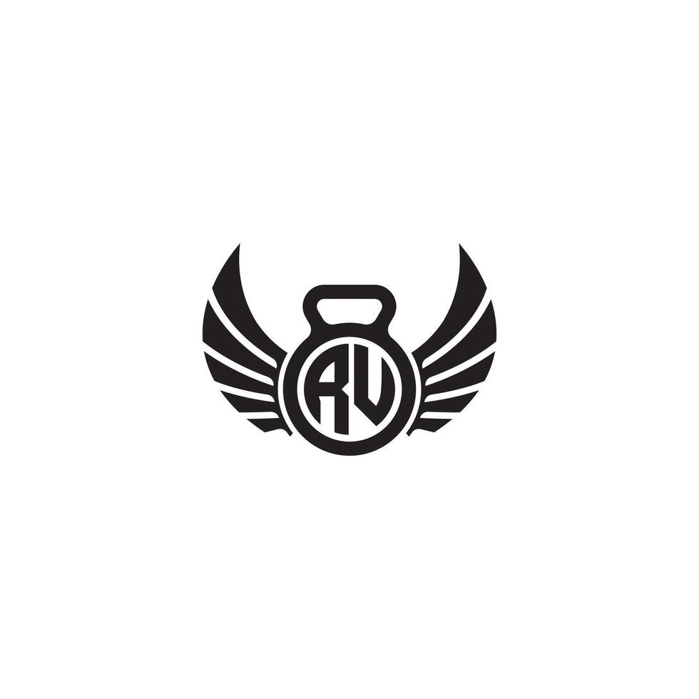 RU fitness GYM and wing initial concept with high quality logo design vector