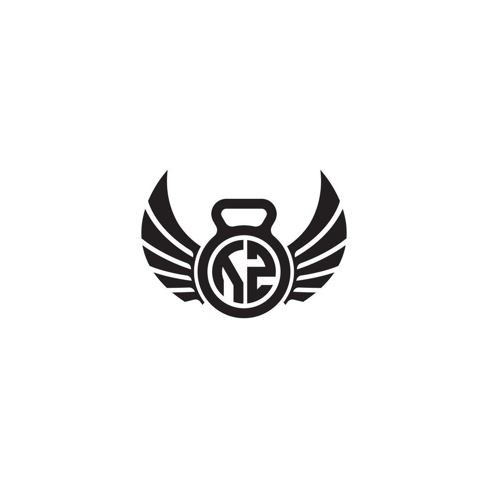 UZ fitness GYM and wing initial concept with high quality logo design vector