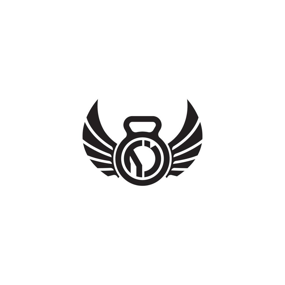 UI fitness GYM and wing initial concept with high quality logo design vector