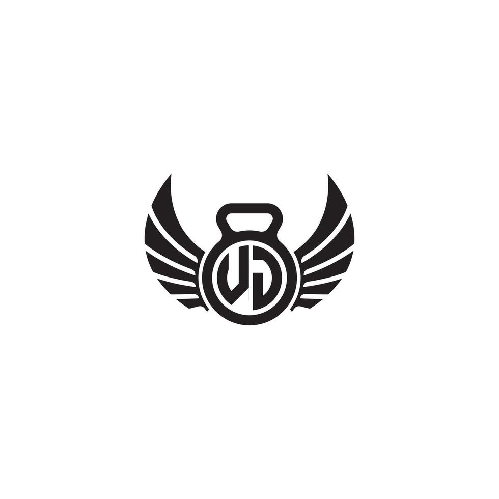 VJ fitness GYM and wing initial concept with high quality logo design vector