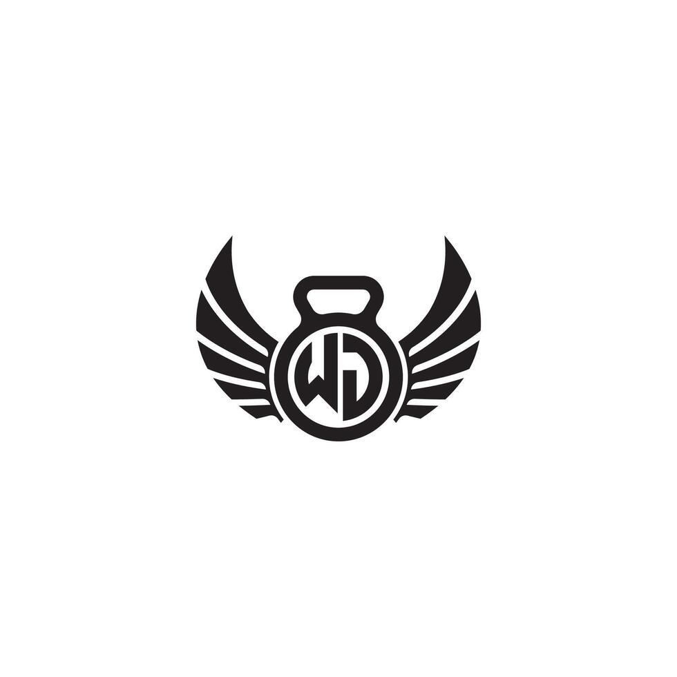 WJ fitness GYM and wing initial concept with high quality logo design vector
