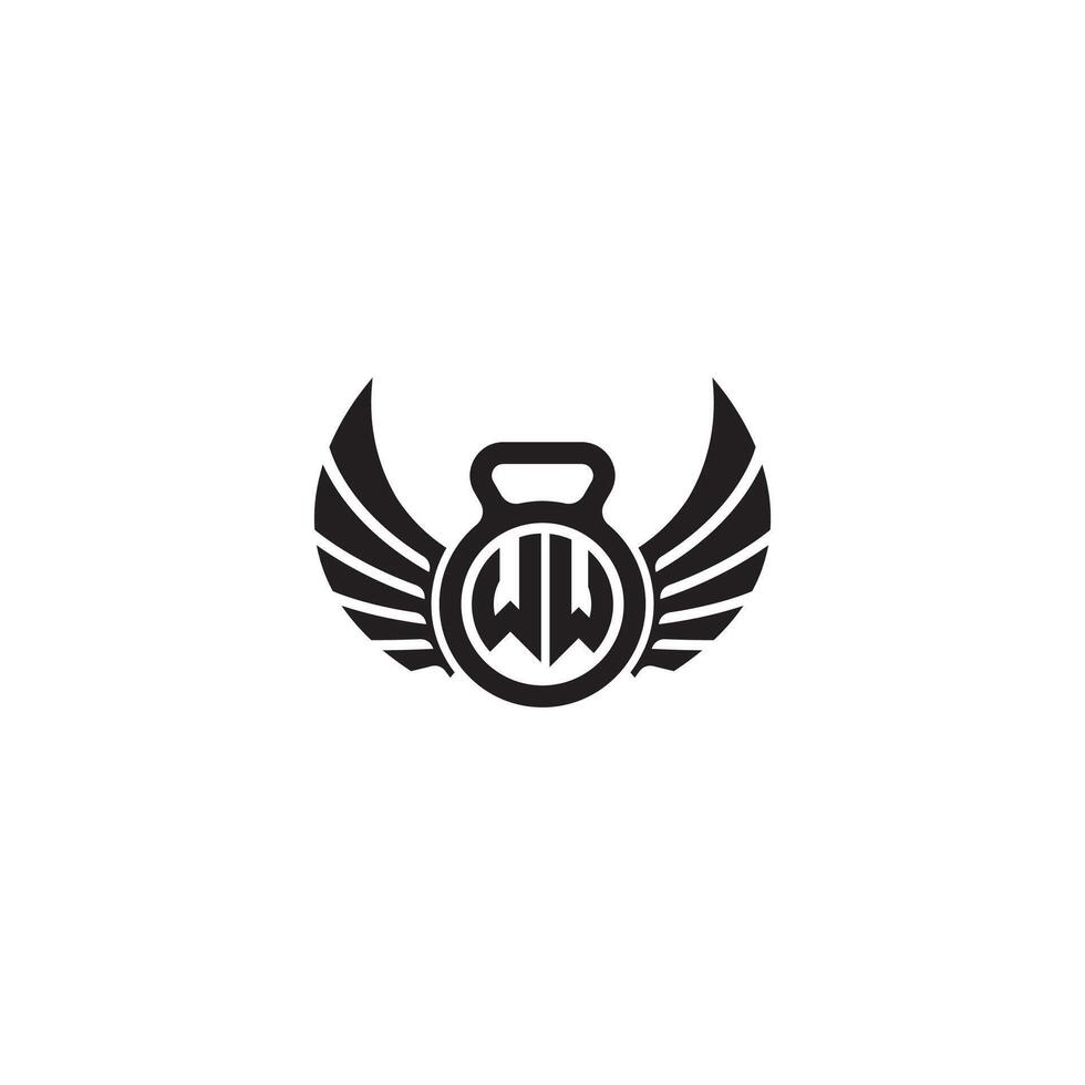 WW fitness GYM and wing initial concept with high quality logo design vector