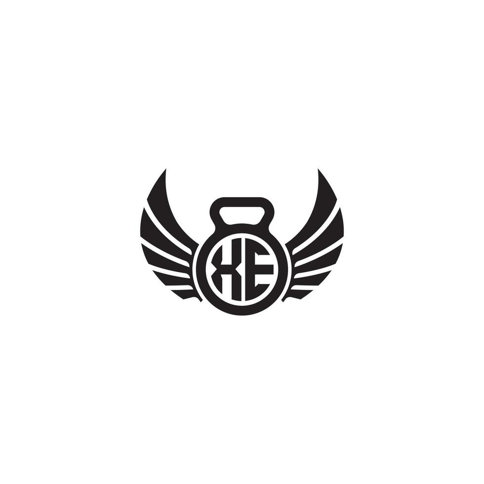 XE fitness GYM and wing initial concept with high quality logo design vector