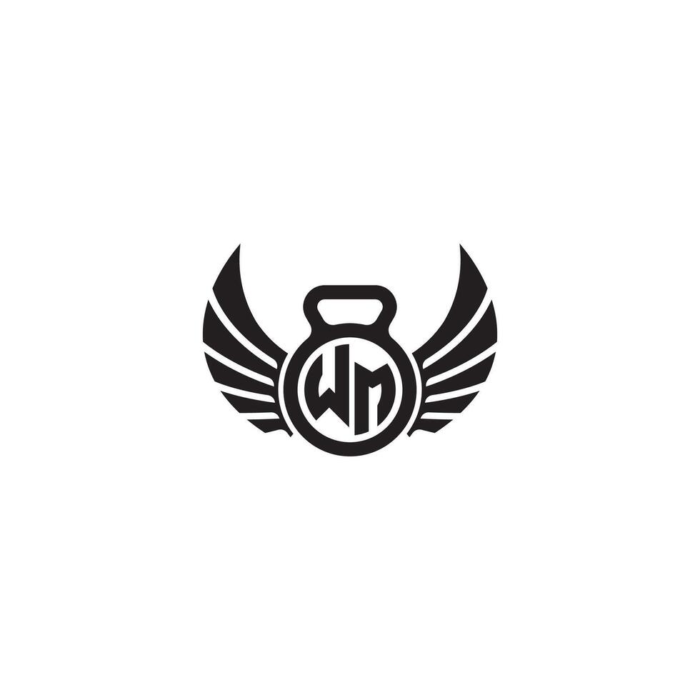 WM fitness GYM and wing initial concept with high quality logo design vector