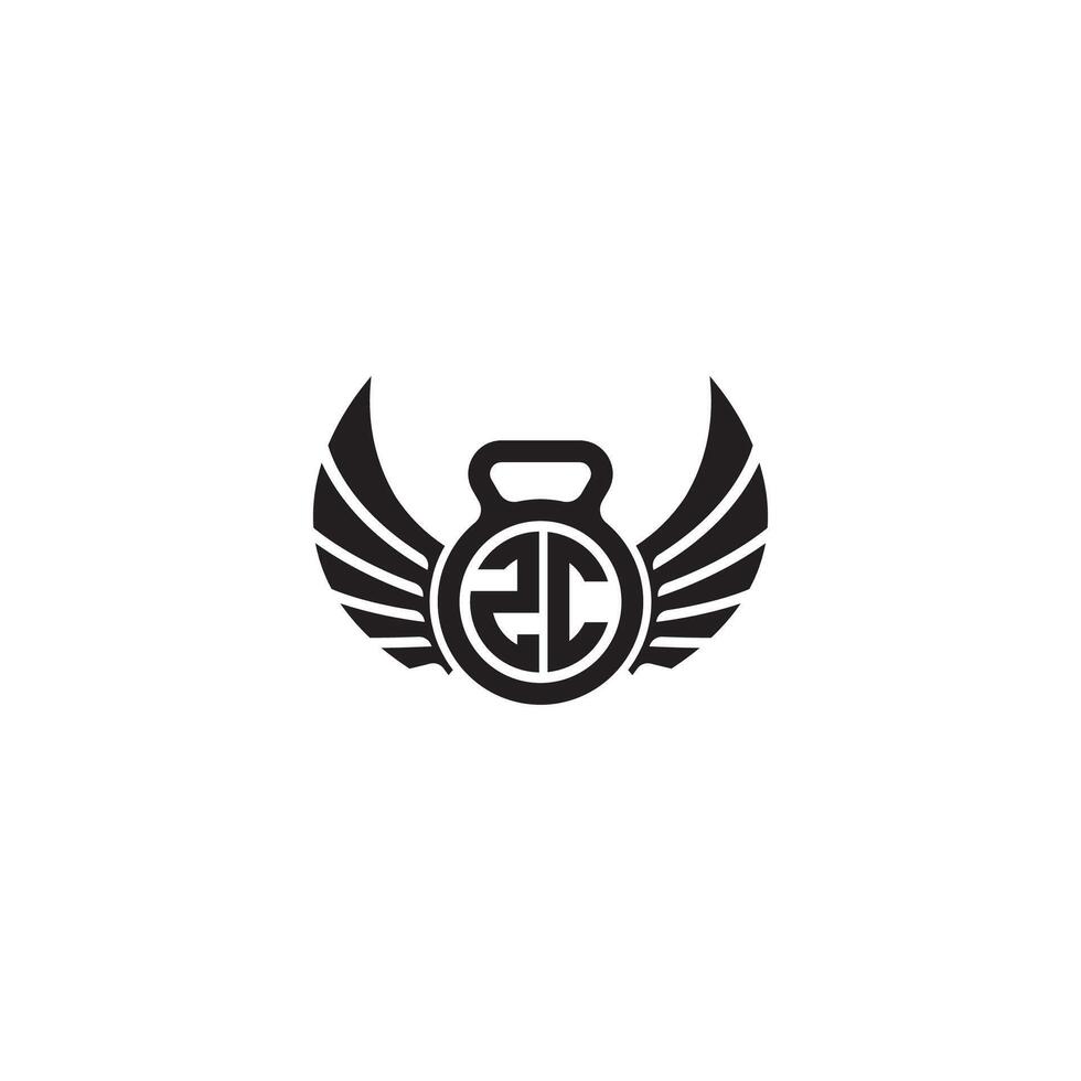 ZC fitness GYM and wing initial concept with high quality logo design vector