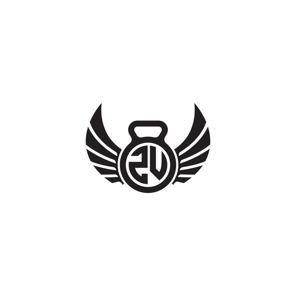 ZU fitness GYM and wing initial concept with high quality logo design vector