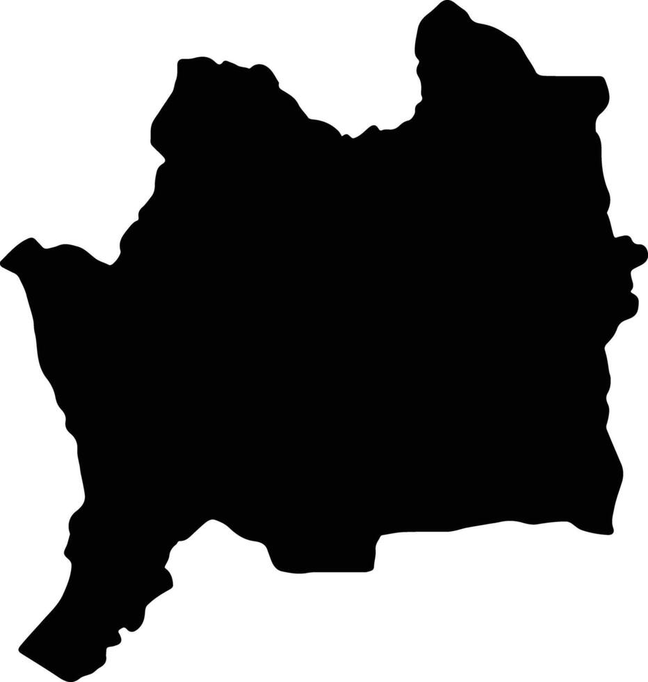 Dix-Huit Montagnes Ivory Coast silhouette map vector
