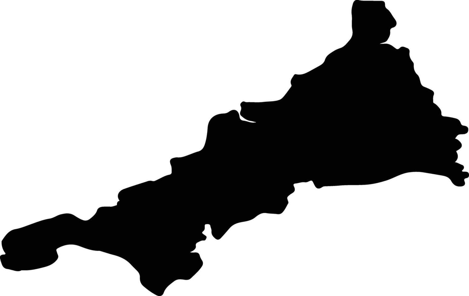 Cornwall United Kingdom silhouette map vector