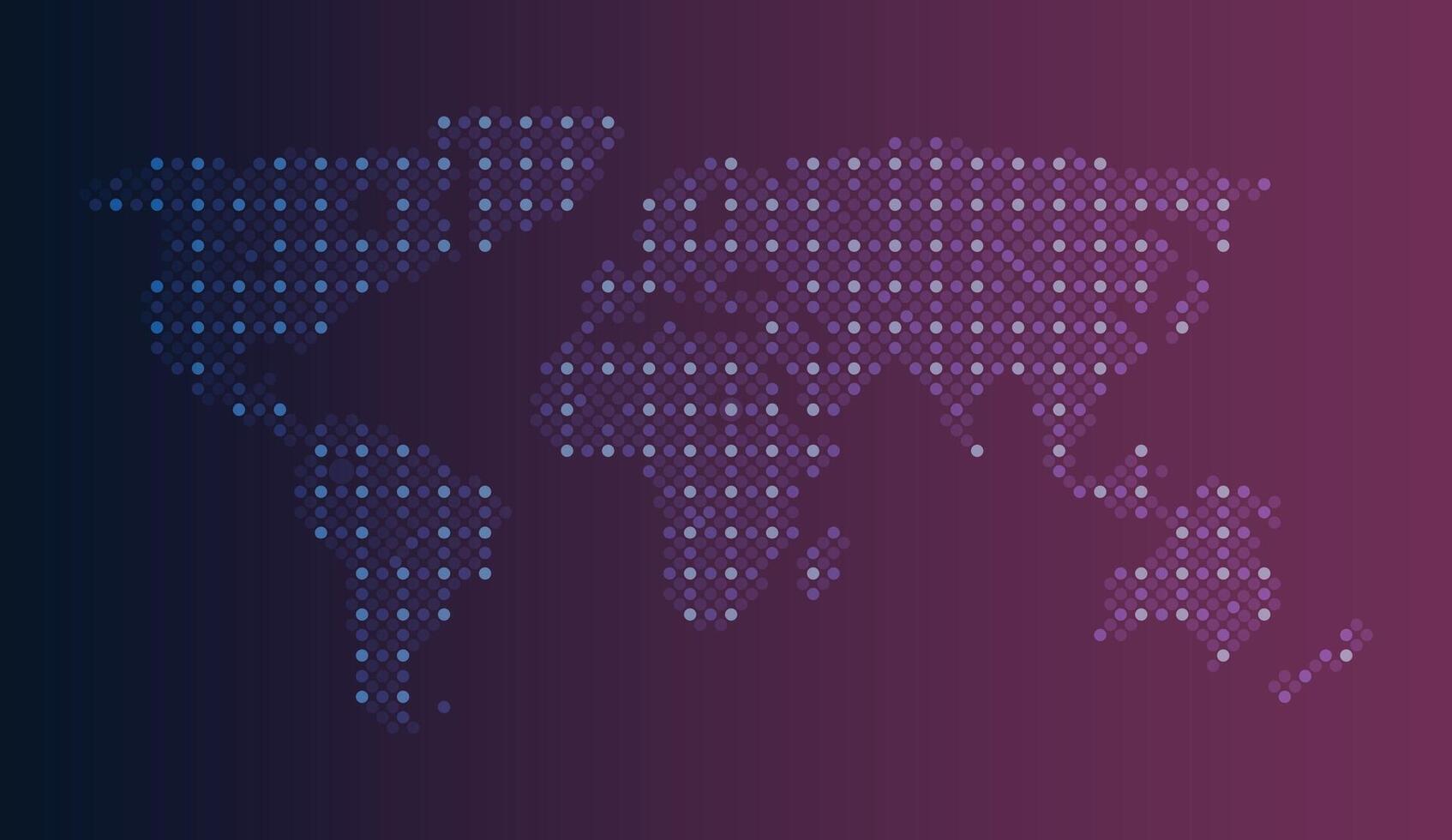 World dotted map with purple gradient background Unique design art Illustration vector