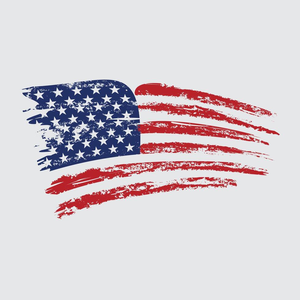 American Flag Abstract Art and Silver Background Vector Art