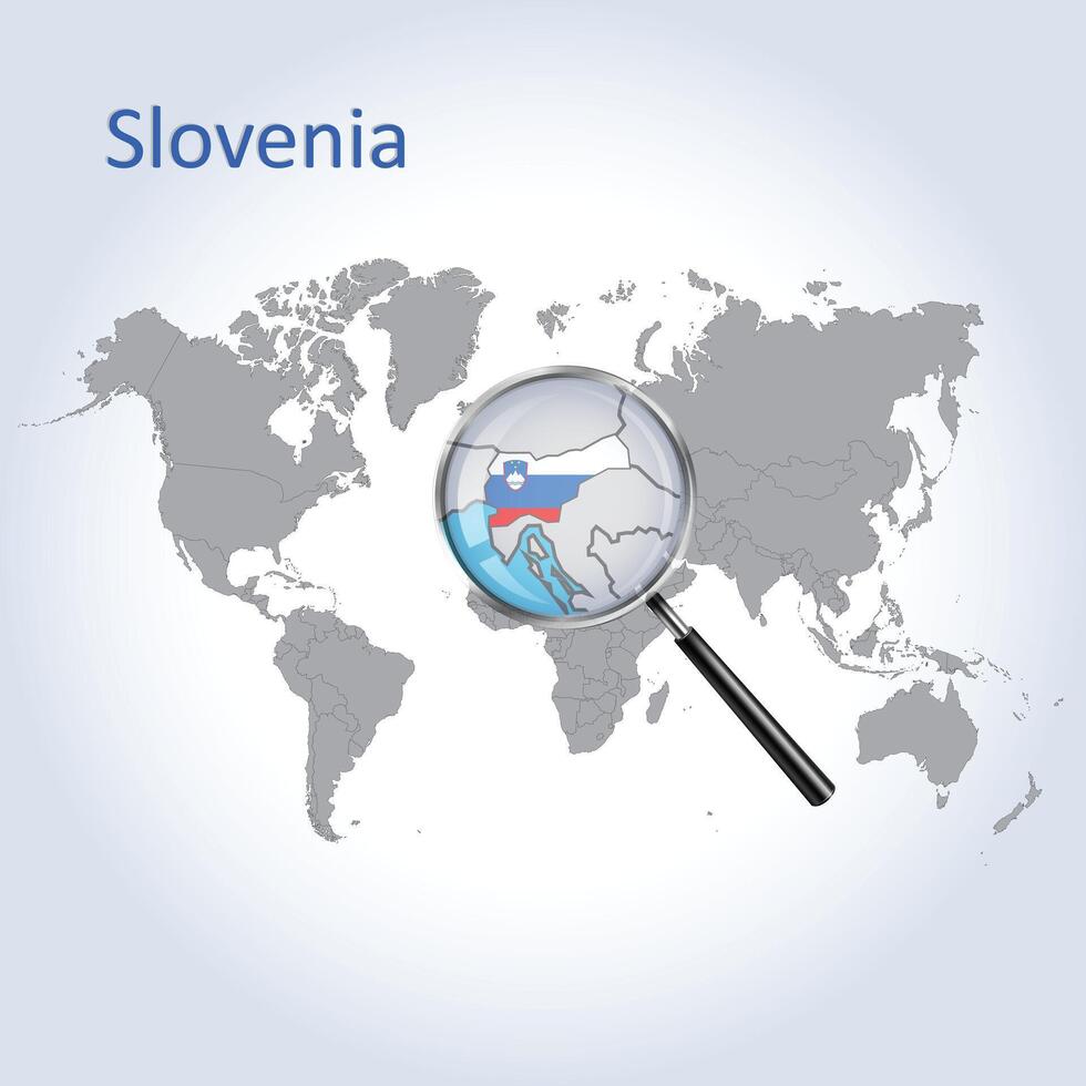 magnificado mapa Eslovenia con el bandera de Eslovenia ampliación de mapas, vector Arte