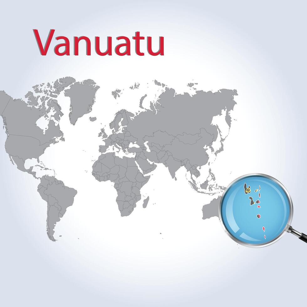 Magnified map Vanuatu with the flag of Vanuatu enlargement of maps, Vector art