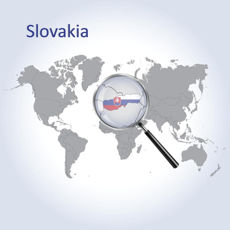 Magnified map Slovenia with the flag of Slovenia enlargement of maps, Vector Art