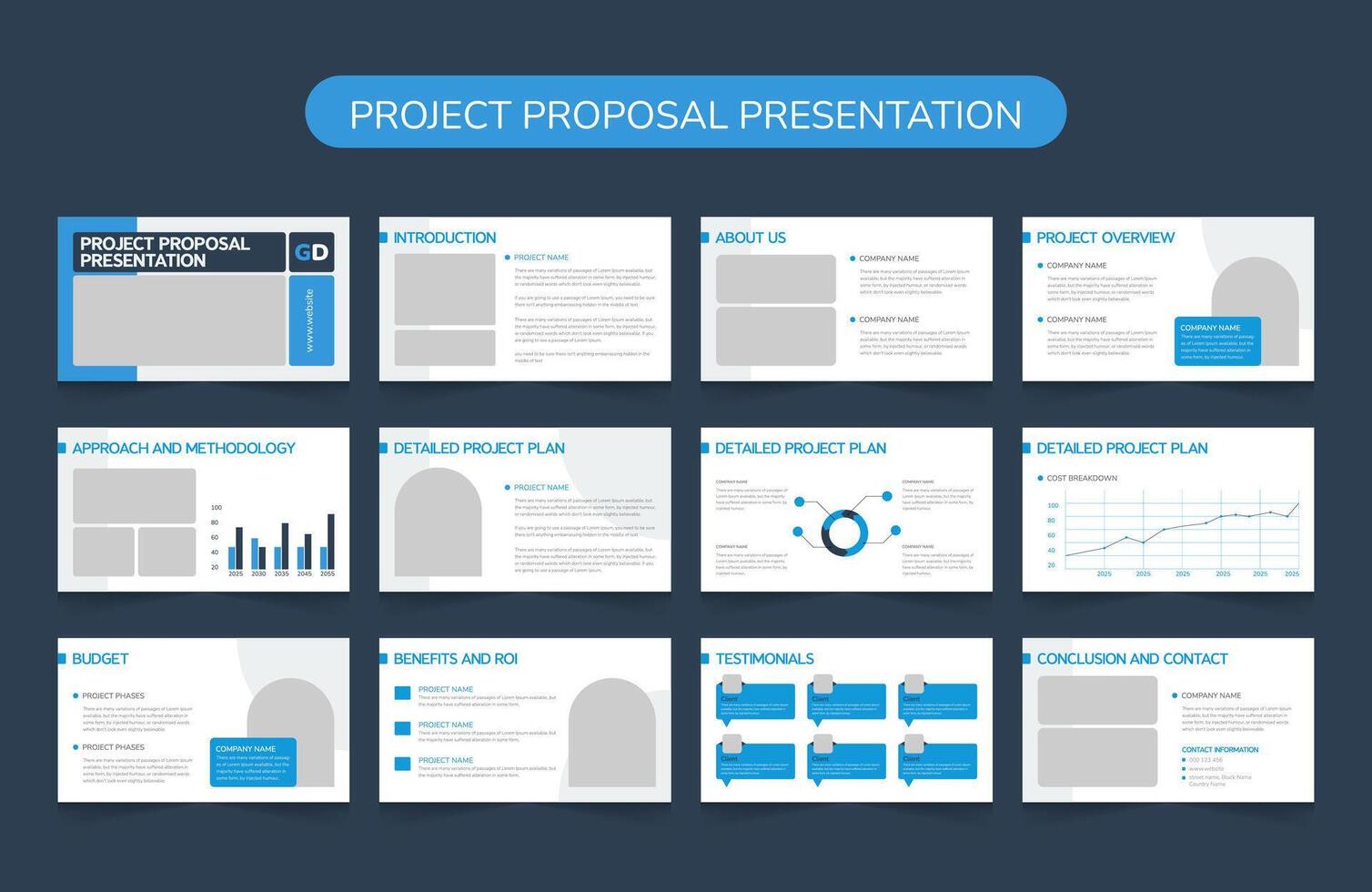 minimalist presentation templates Slide ,Business Project Proposal Template vector