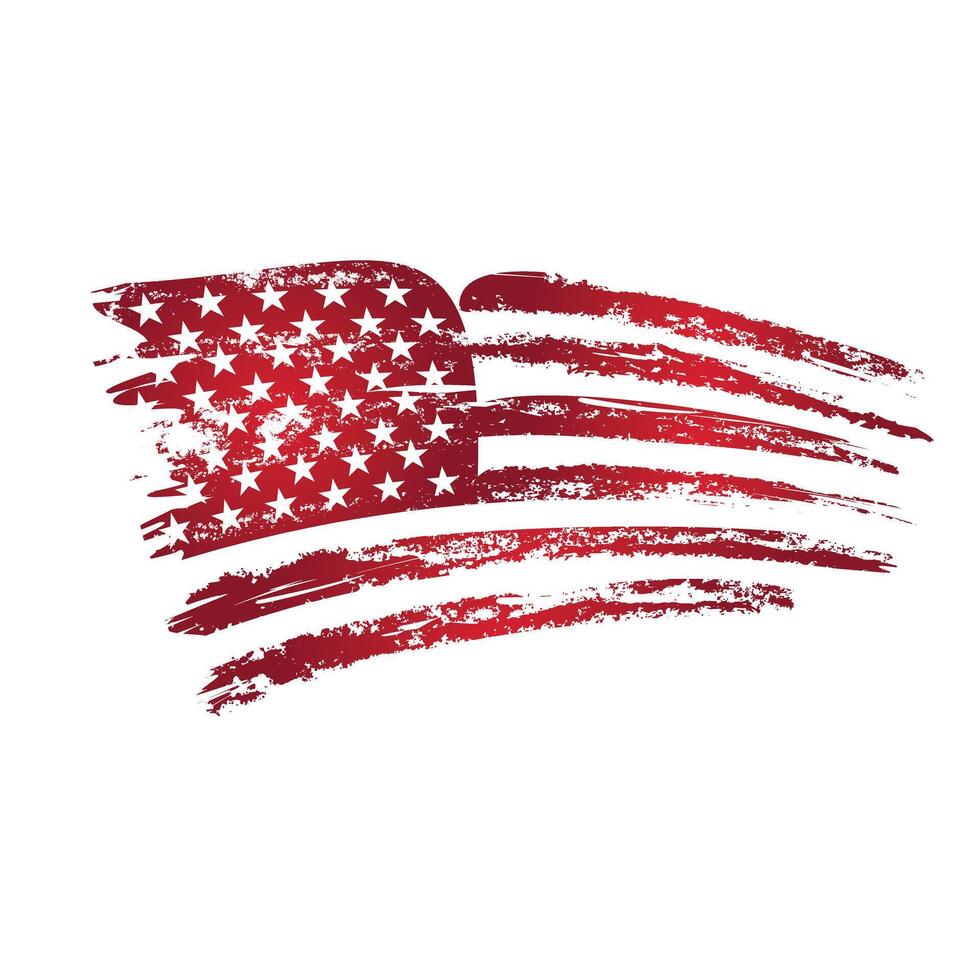 American Flag Reddish Abstract Art and White Background with Stars Vector Art