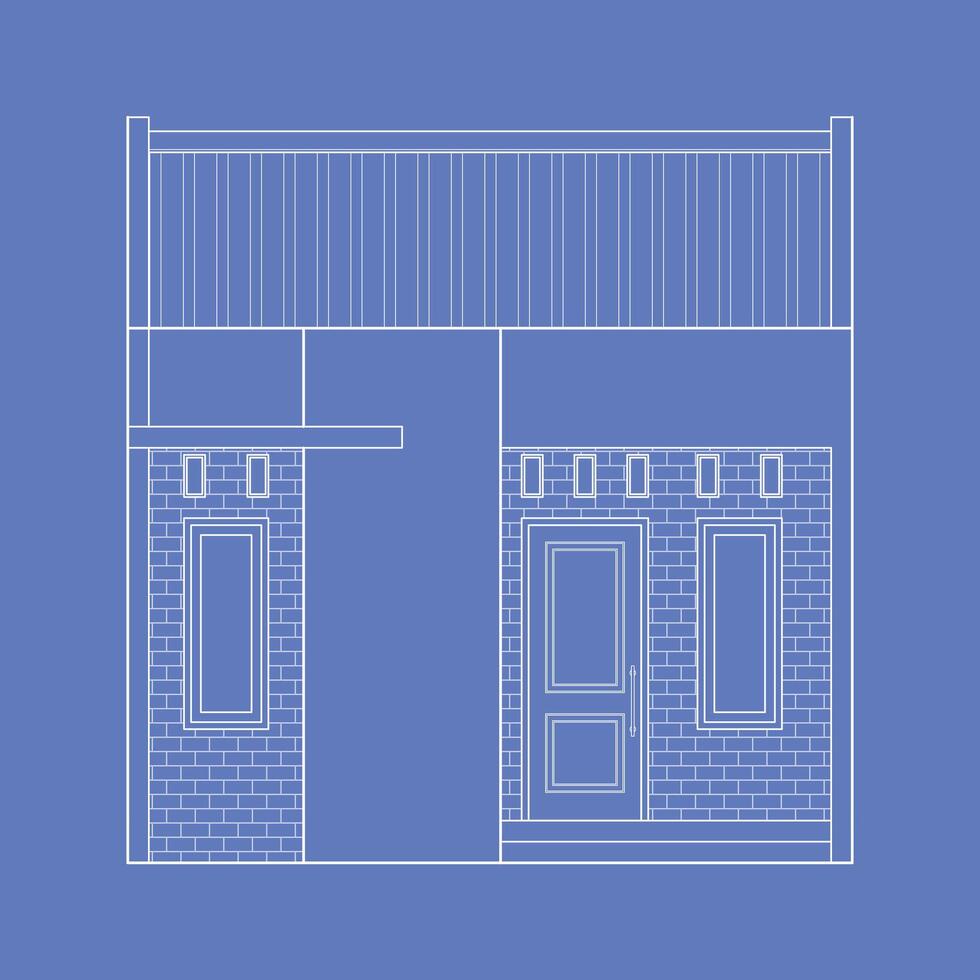Wireframe blueprint drawing of 2D house - Vector illustration. vector eps 10