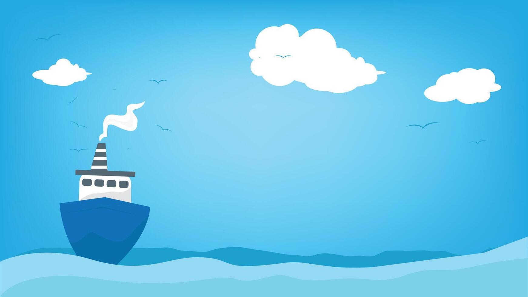 fishing boat in the sea . suitable for kids banner background ads vector