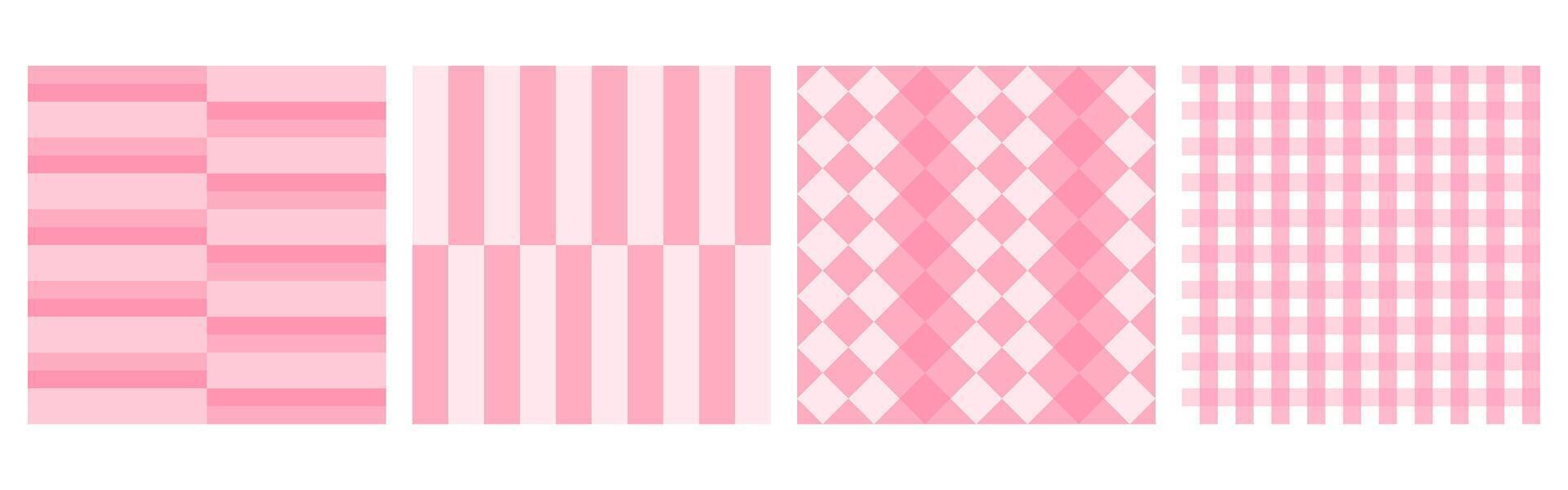 Seamless pattern squares Plaid, tablecloths. Flat tartan checker print pink and white vector