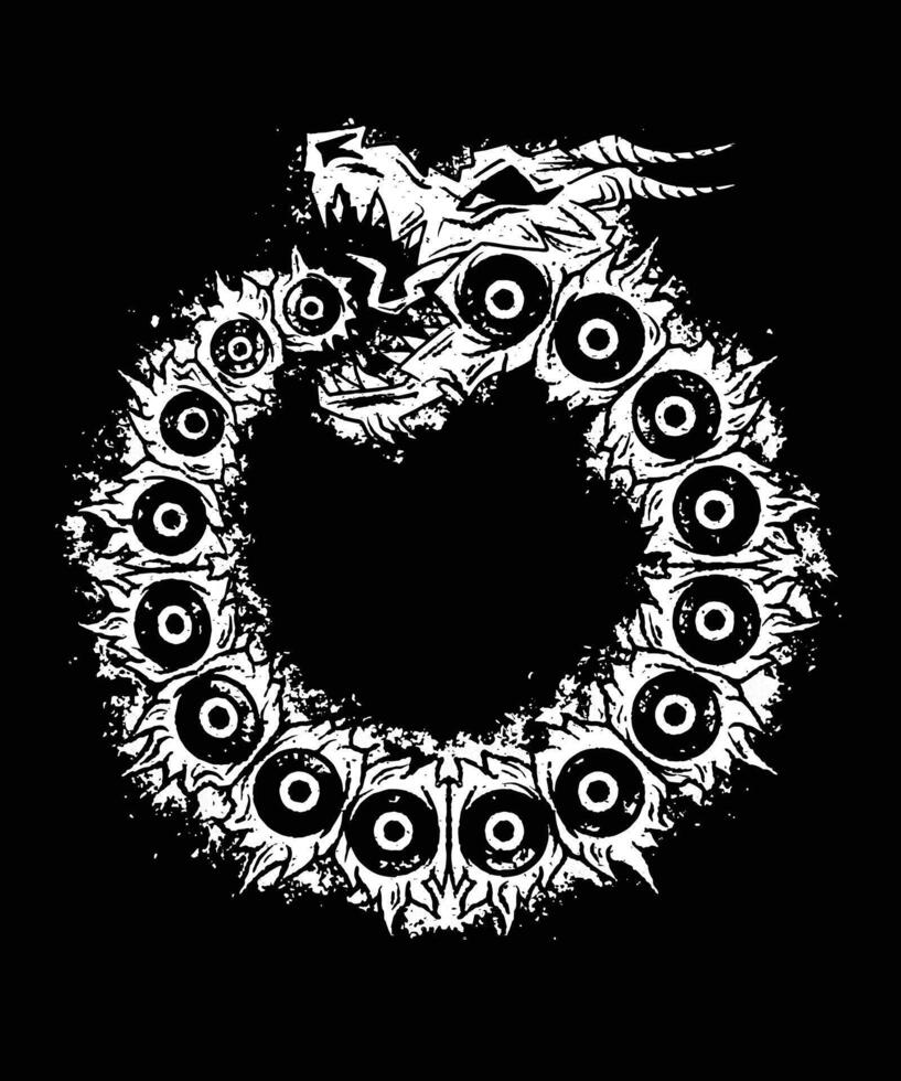 Grunge Dragon Symbol T-shirt vector