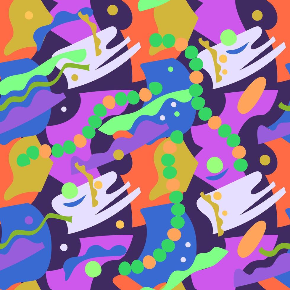 A festive pattern with abstract shapes. Blue, purple, orange. For wrapping paper, textiles vector