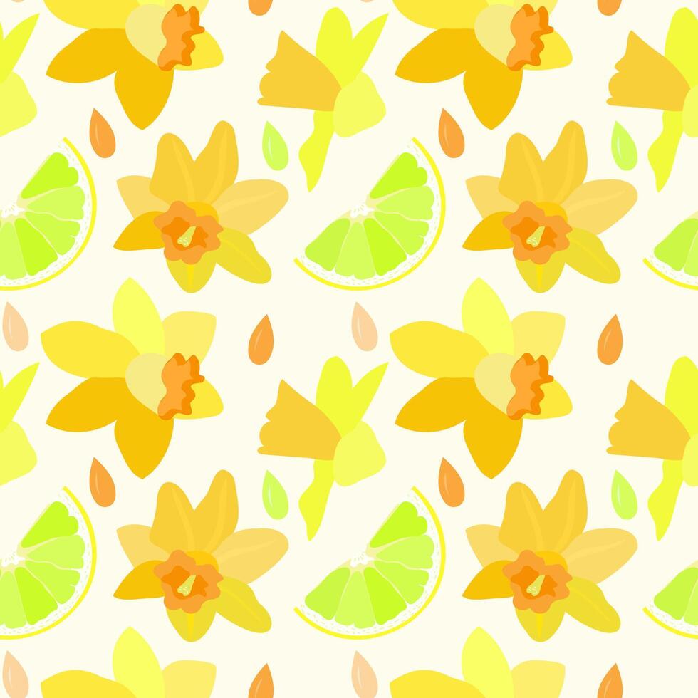 pattern with narcissists and lime vector