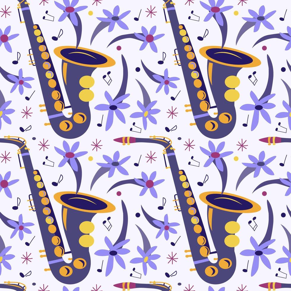 Pattern with Saxophone vector