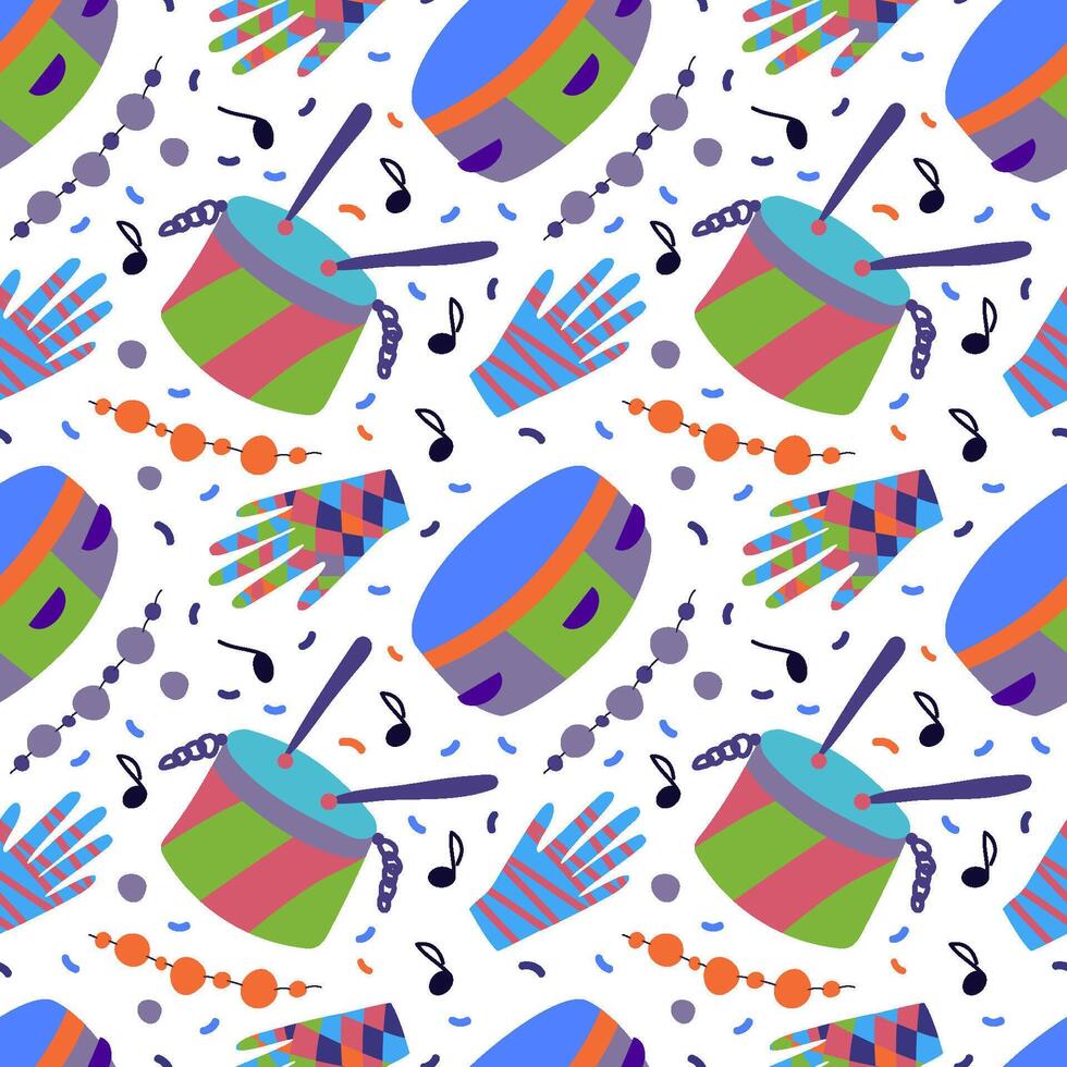 Pattern with music carnaval elements vector