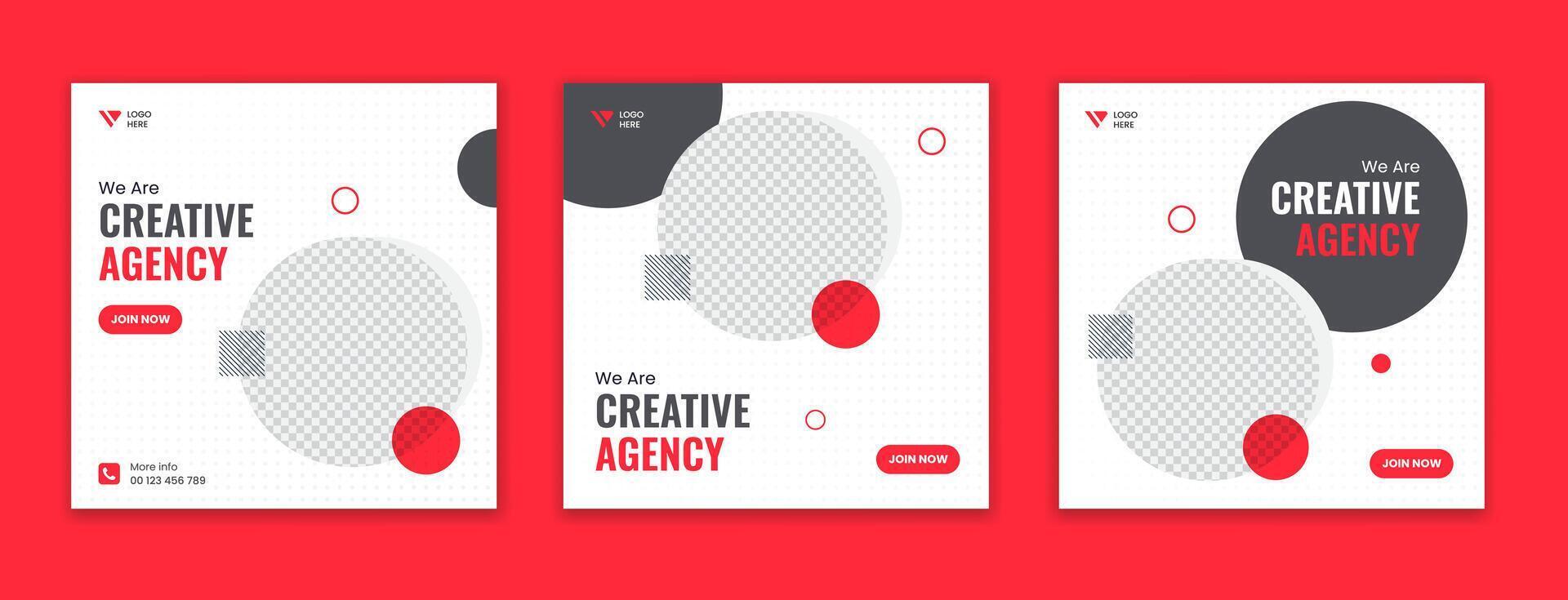 Set of creative corporate social media post design, editable business template for digital marketing vector
