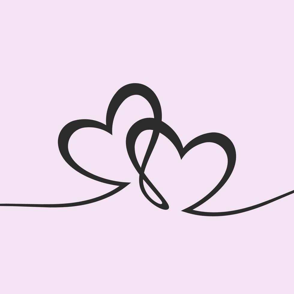 amor con 2 corazón firmar vector diseño