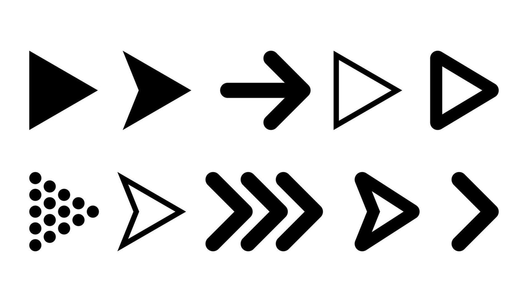 Arrow icon set. Collection of different arrow signs. Black vector arrow.