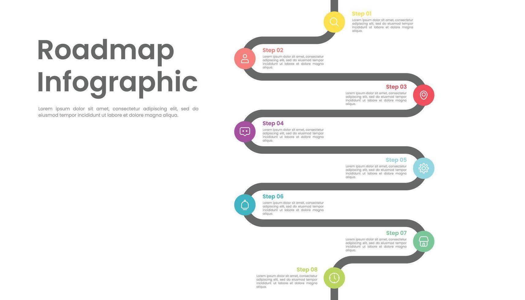 mapa vial infografía modelo diseño con 8 pasos y íconos 37467558 Vector en Vecteezy