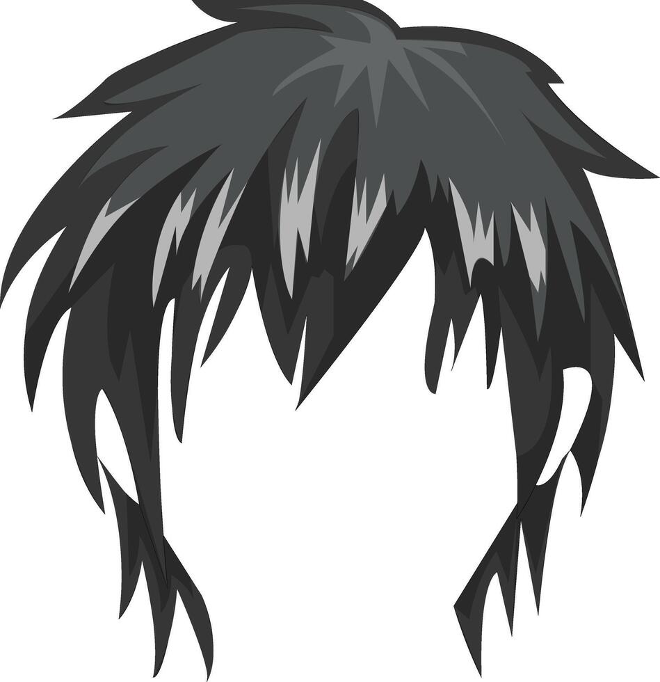 Young man anime style hair isolated on white background vector illustration