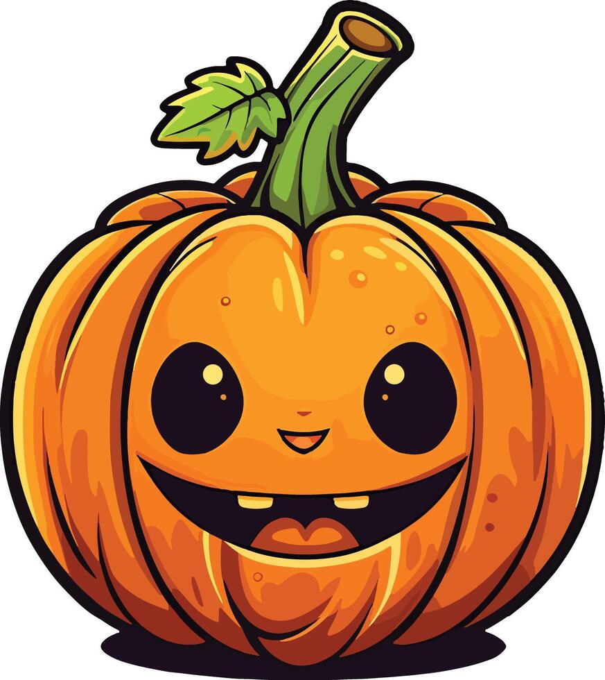 Pumpkin isolated on white background cute halloween decoration vector illustrations