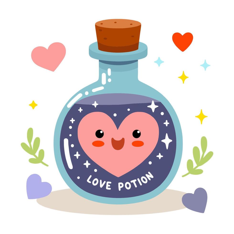 Love potion illustration for Valentine's Day. Love clipart for kids vector