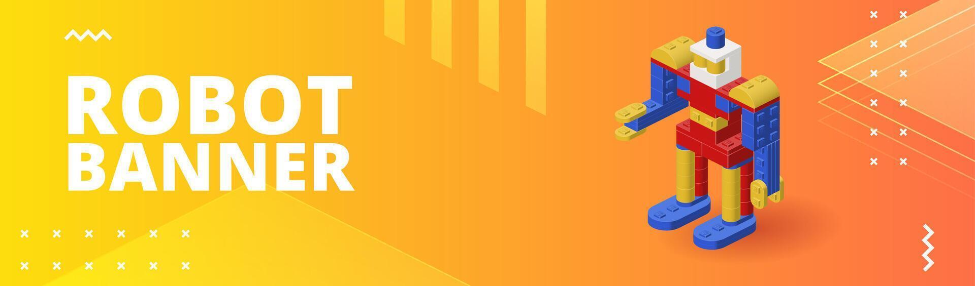 Banner with robot for print and design. Vector illustration.