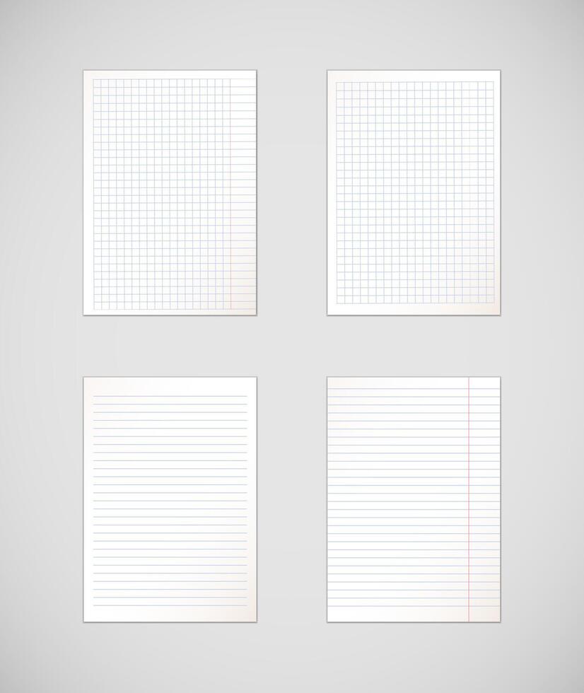 Paper sheets collection of A4 format. Isolated on background. vector