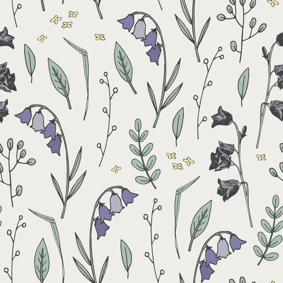 Spring flowers vector seamless pattern.