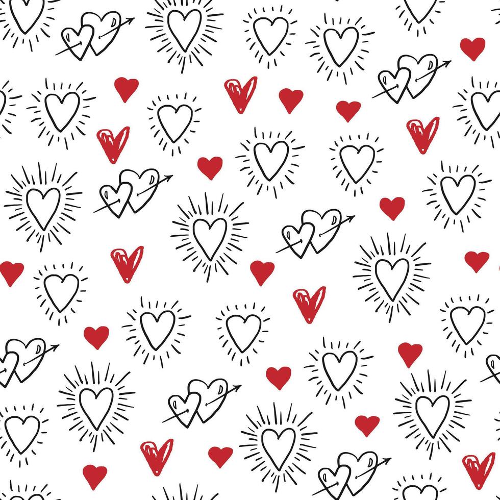 Valentine's day hearts vector seamless pattern.
