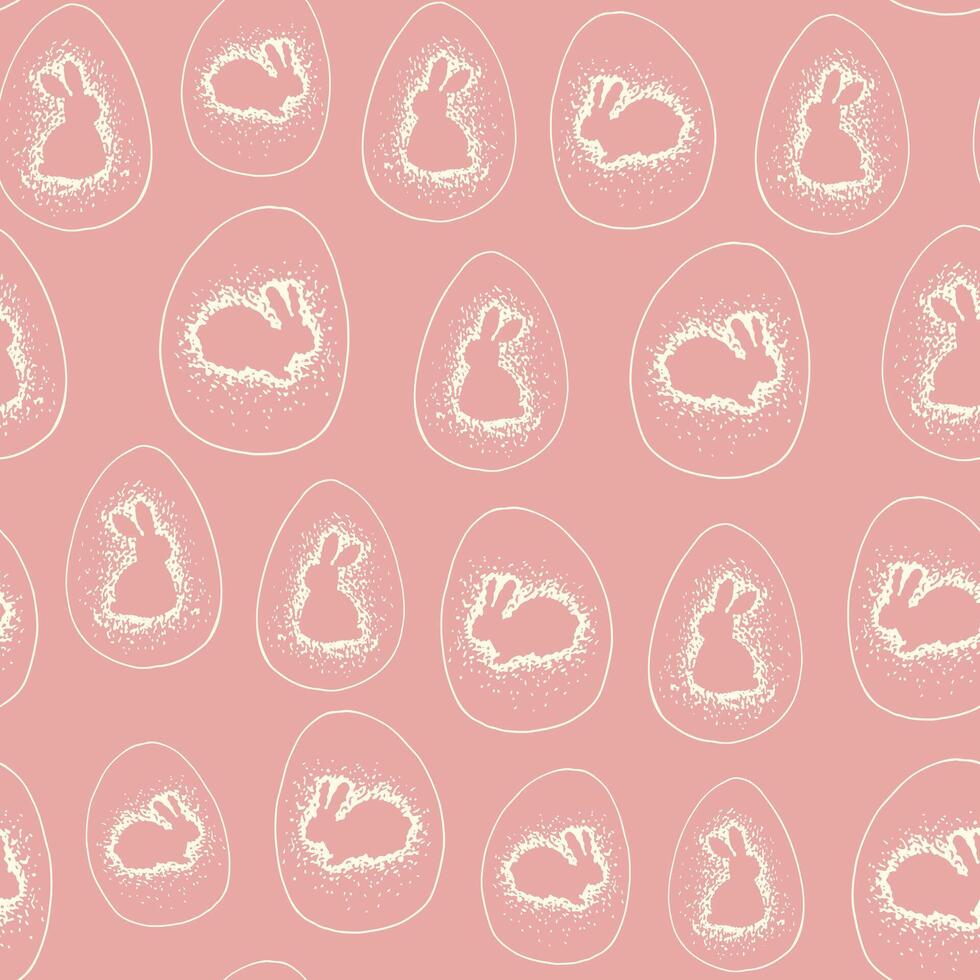 Easter eggs with rabbits vector seamless pattern.