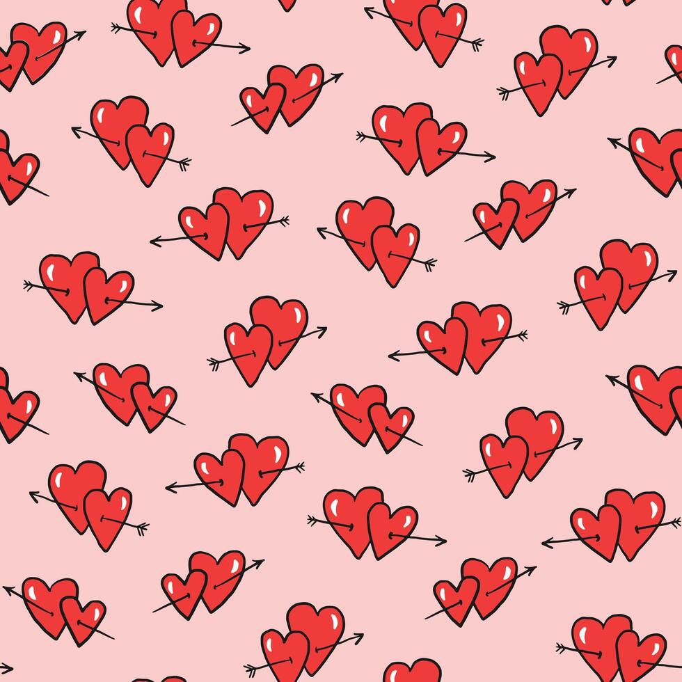 Valentine's day hearts vector seamless pattern.