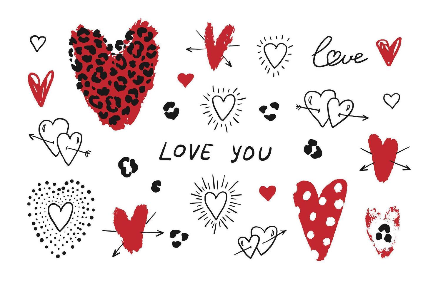 Valentine's day hearts vector illustrations set.