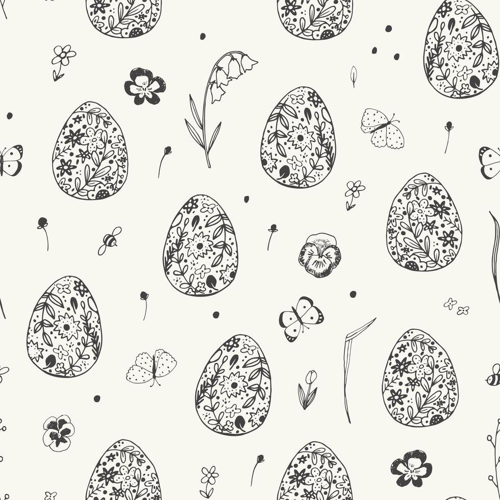Easter eggs vector seamless pattern.