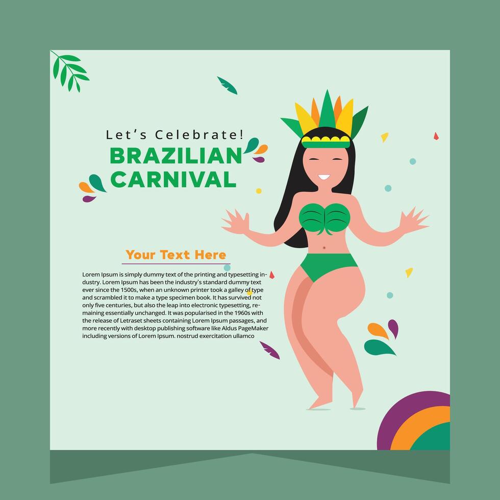 Brazil Carnival Party Social Media Post Illustration Template vector