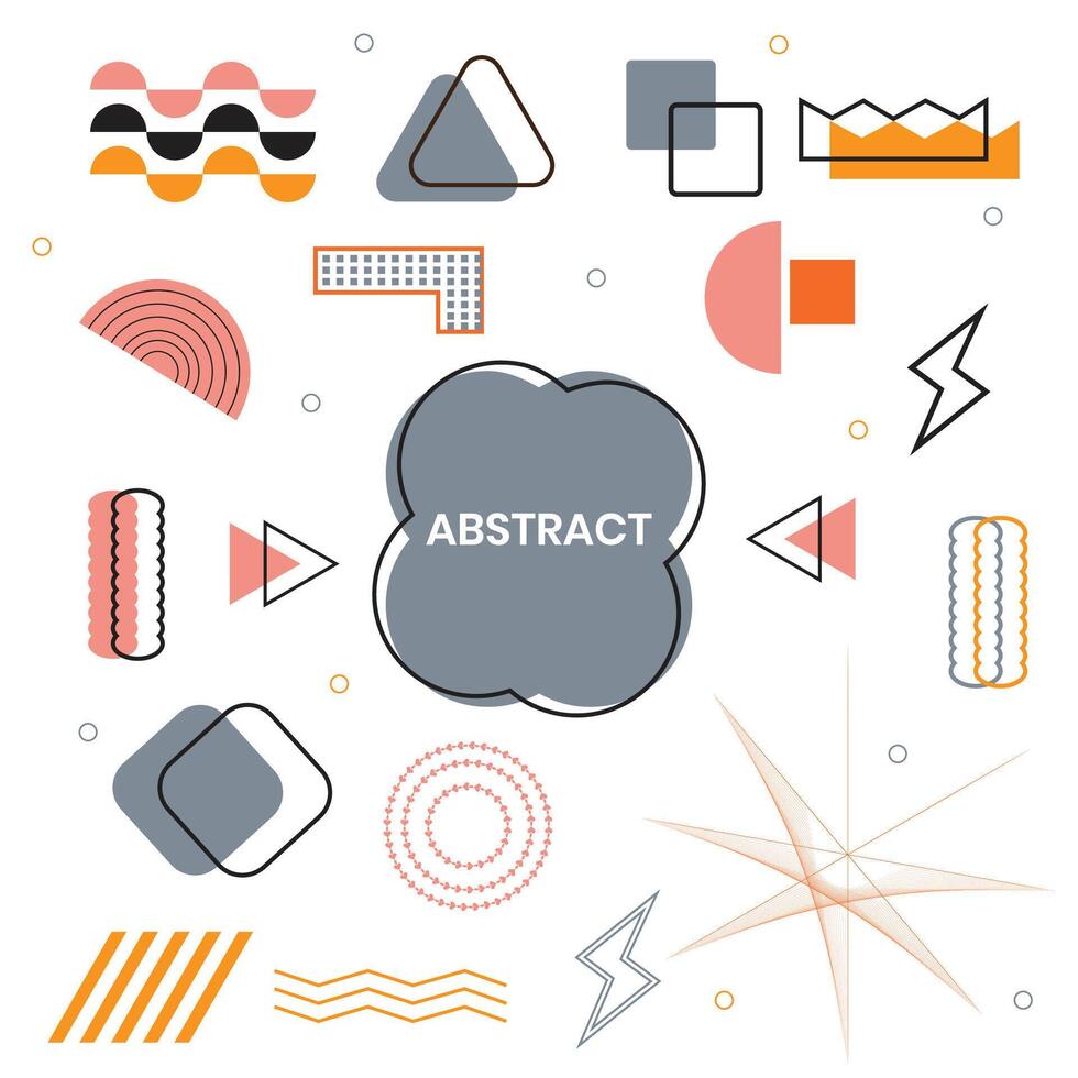 Modern Vector Geometric Shapes on A White Background Memphis Geometric Shapes